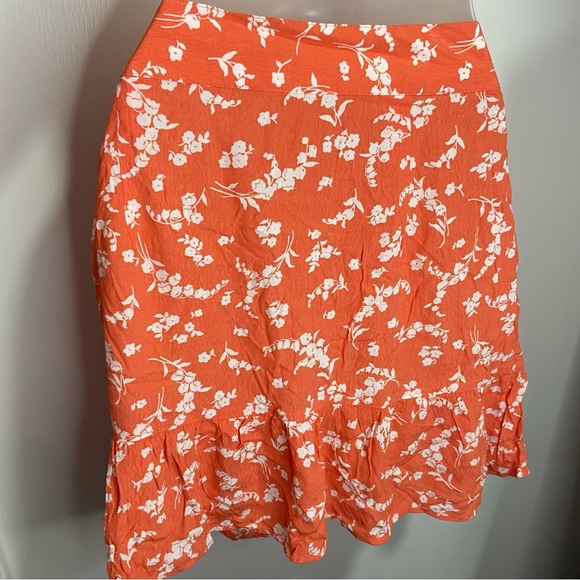 Gap Orange White Floral  Wrap Ruffle Skirt Size 4 - Picture 2 of 8